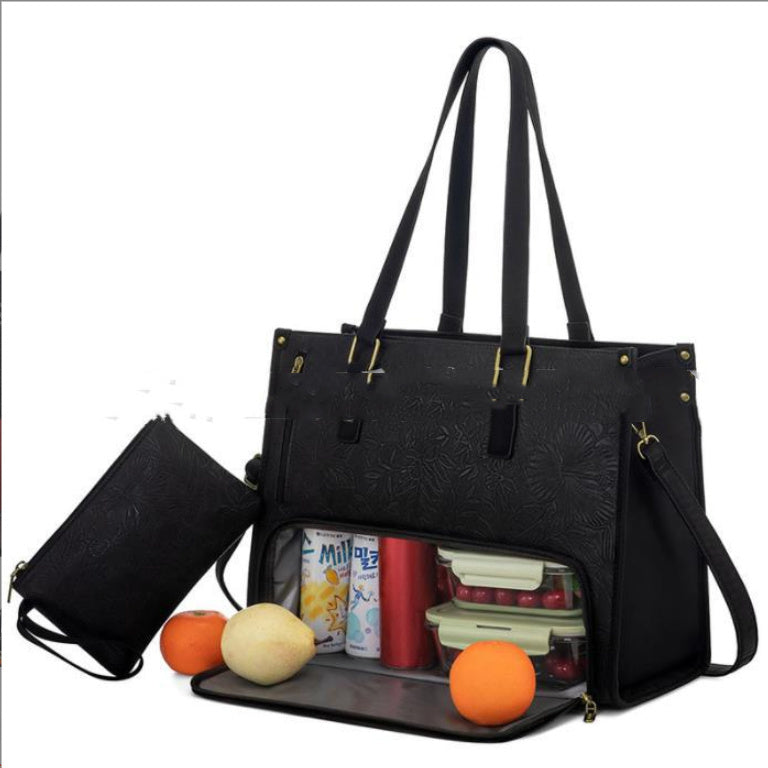 Convenient Commute New Lunch Bag Women's Insulated Lunch Box Women's Leak-proof Large Purse Diagonal Computer Storage