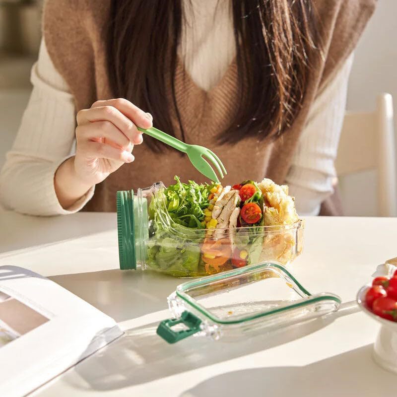 Portable Leak-Proof Plastic Salad All-In-One Container