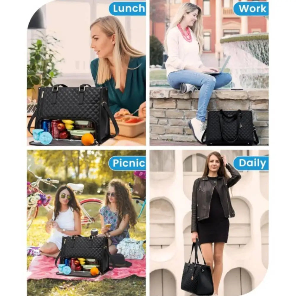 Convenient Commute New Lunch Bag Women's Insulated Lunch Box Women's Leak-proof Large Purse Diagonal Computer Storage