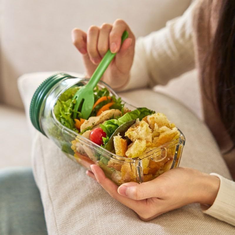 Portable Leak-Proof Plastic Salad All-In-One Container